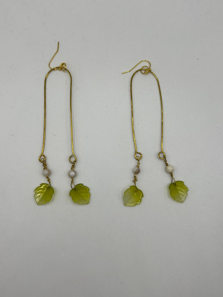 “U” Leaf Earrings Kel's Lampworked Glass Jewellery & More