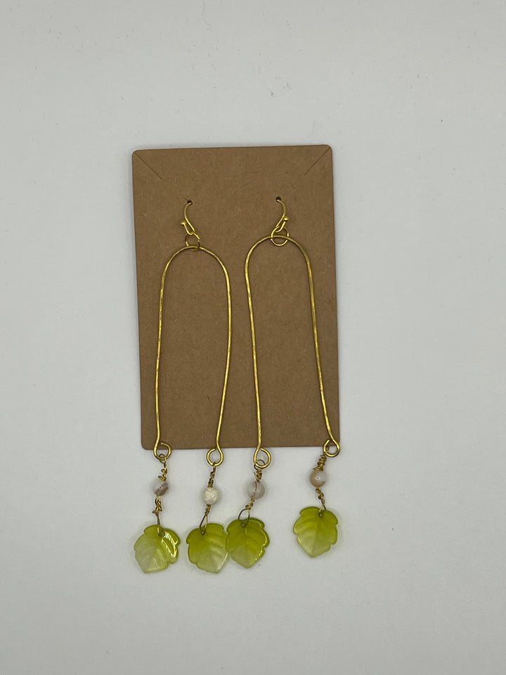 “U” Leaf Earrings Kel's Lampworked Glass Jewellery & More