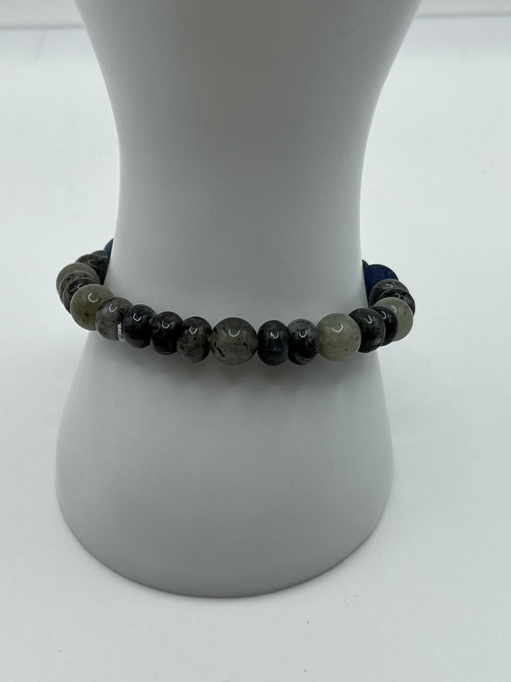 Sodalite & Labradorite Stretch Bracelet Kel's Lampworked Glass Jewellery & More