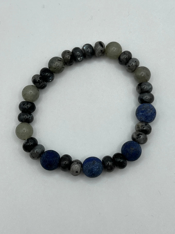 Sodalite & Labradorite Stretch Bracelet Kel's Lampworked Glass Jewellery & More