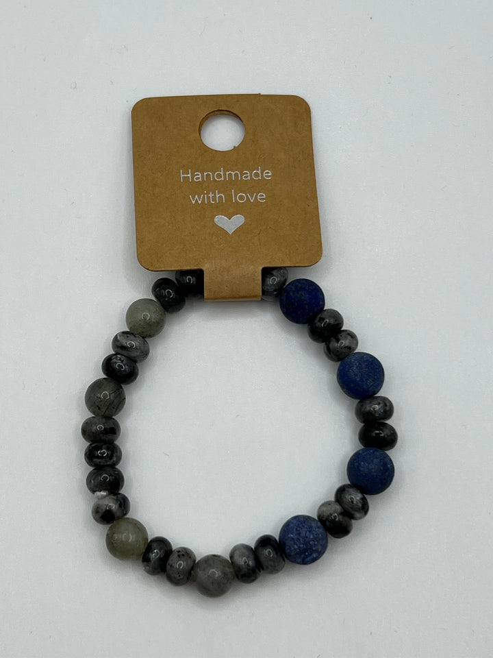 Sodalite & Labradorite Stretch Bracelet Kel's Lampworked Glass Jewellery & More
