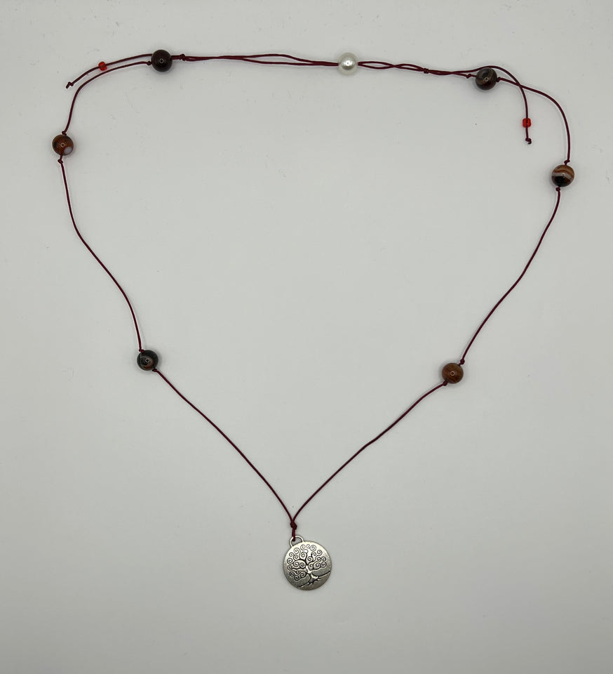 Tree Of Life Agate Adjustable Unisex Necklace Kel's Lampworked Glass Jewellery & More