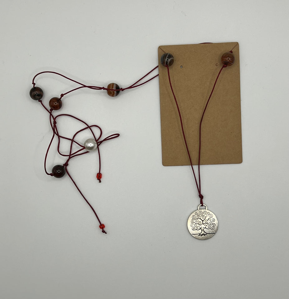 Tree Of Life Agate Adjustable Unisex Necklace Kel's Lampworked Glass Jewellery & More