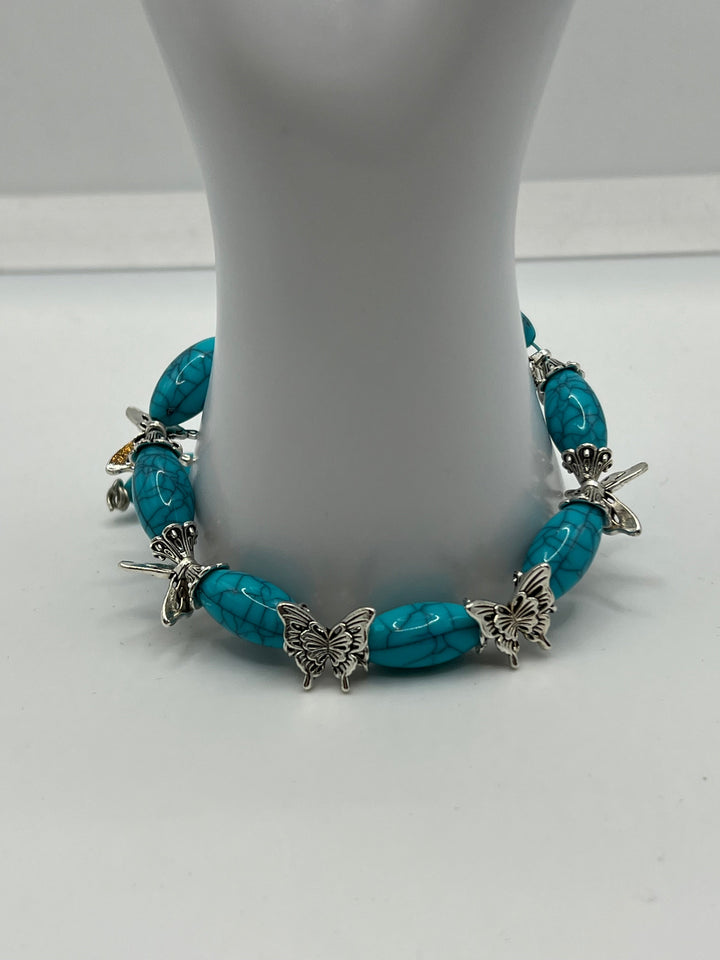 Blue Magnesite Butterfly Bracelet Kel's Lampworked Glass Jewellery & More