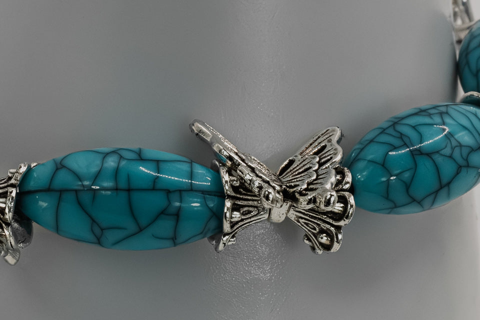 Blue Magnesite Butterfly Bracelet Kel's Lampworked Glass Jewellery & More