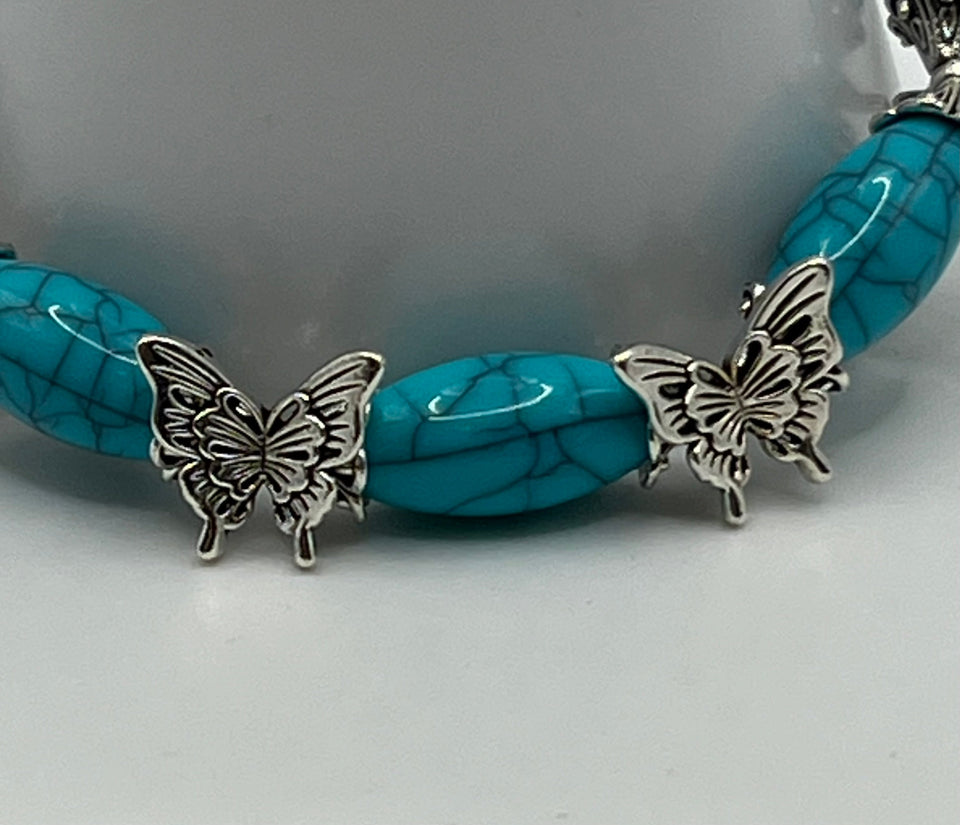 Blue Magnesite Butterfly Bracelet Kel's Lampworked Glass Jewellery & More