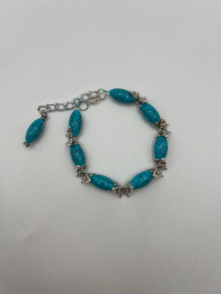 Blue Magnesite Butterfly Bracelet Kel's Lampworked Glass Jewellery & More