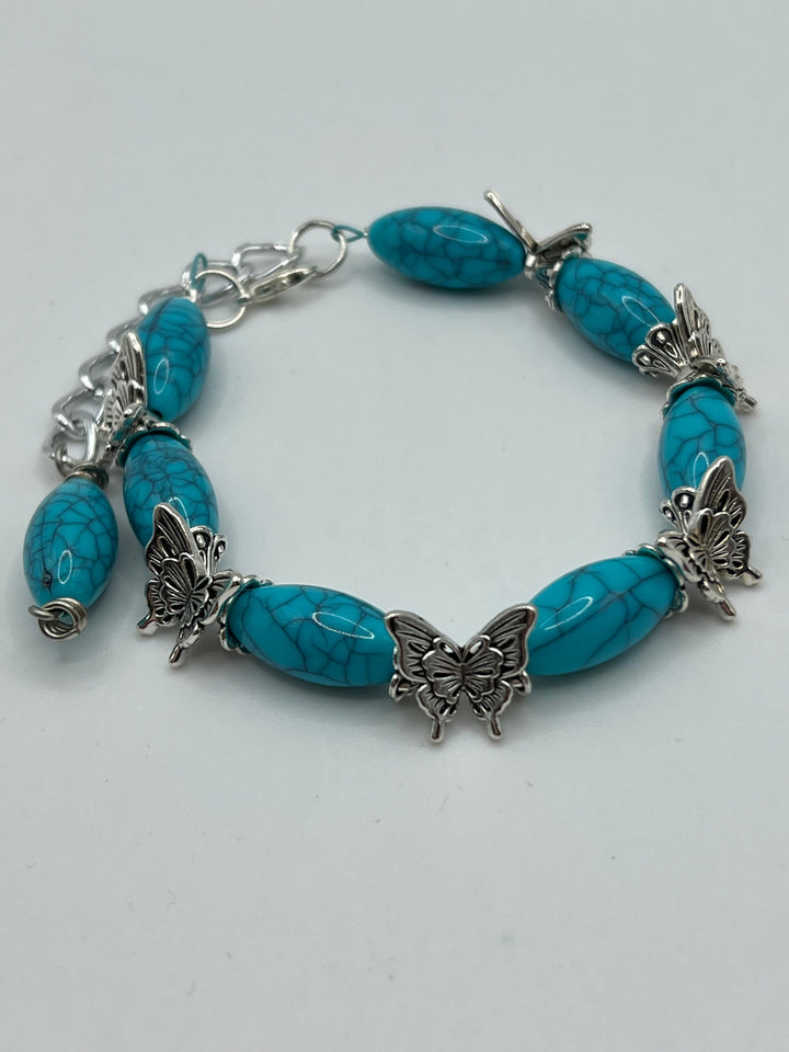 Blue Magnesite Butterfly Bracelet Kel's Lampworked Glass Jewellery & More