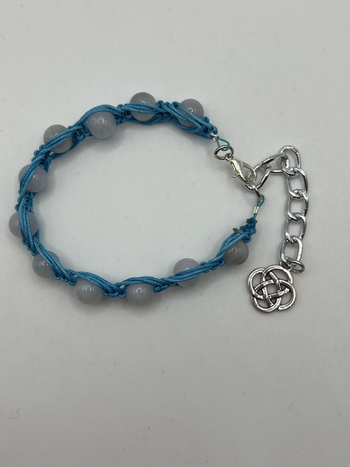 Blue Gemstone Fishbone Macrame Bracelet Kel's Lampworked Glass Jewellery & More