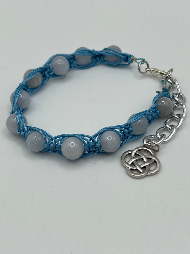 Blue Gemstone Fishbone Macrame Bracelet Kel's Lampworked Glass Jewellery & More