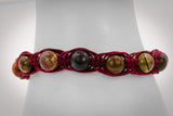 Burgundy Gemstone  Fishbone Macrame Bracelet Kel's Lampworked Glass Jewellery & More