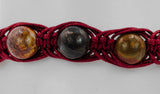 Burgundy Gemstone  Fishbone Macrame Bracelet Kel's Lampworked Glass Jewellery & More