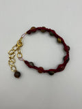 Burgundy Gemstone  Fishbone Macrame Bracelet Kel's Lampworked Glass Jewellery & More