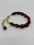 Burgundy Gemstone  Fishbone Macrame Bracelet Kel's Lampworked Glass Jewellery & More