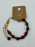 Burgundy Gemstone  Fishbone Macrame Bracelet Kel's Lampworked Glass Jewellery & More