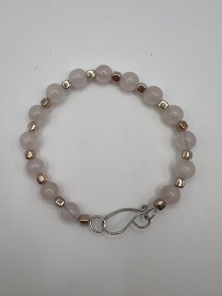 Rose Quartz Wire Bangle Kel's Lampworked Glass Jewellery & More
