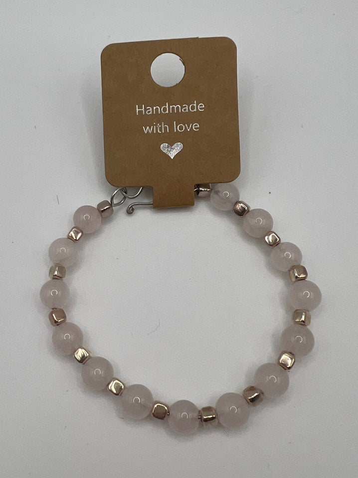 Rose Quartz Wire Bangle Kel's Lampworked Glass Jewellery & More