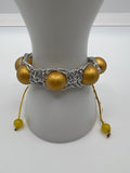 Silver & Gold Fish Bonne Macrame adjustable Bracelet Kel's Lampworked Glass Jewellery & More