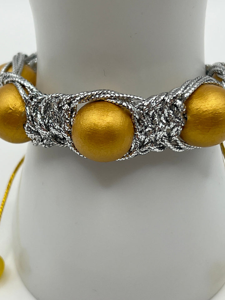 Silver & Gold Fish Bonne Macrame adjustable Bracelet Kel's Lampworked Glass Jewellery & More