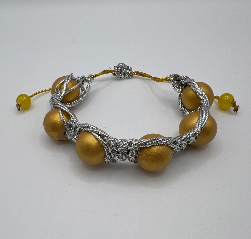 Silver & Gold Fish Bonne Macrame adjustable Bracelet Kel's Lampworked Glass Jewellery & More