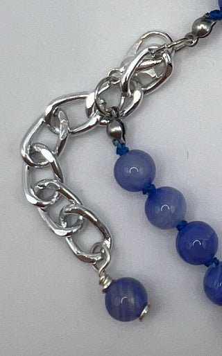 Cornflower Blue Agate Knotted Bracelet Kel's Lampworked Glass Jewellery & More