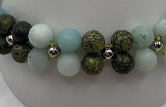 Amazonite & Serpentine Gemstone Squares Bracelet Kel's Lampworked Glass Jewellery & More