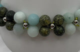 Amazonite & Serpentine Gemstone Squares Bracelet Kel's Lampworked Glass Jewellery & More