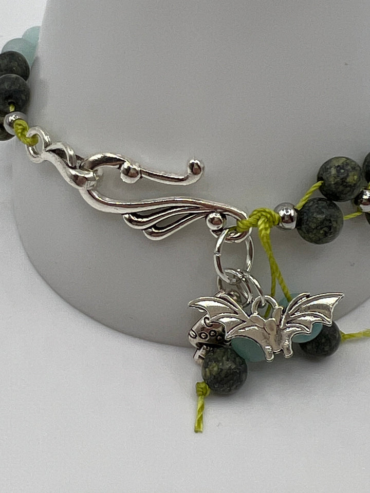 Amazonite & Serpentine Gemstone Squares Bracelet Kel's Lampworked Glass Jewellery & More