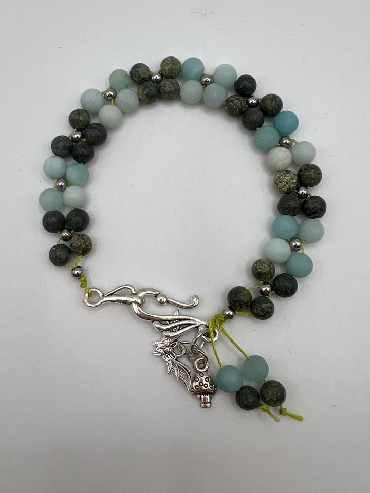 Amazonite & Serpentine Gemstone Squares Bracelet Kel's Lampworked Glass Jewellery & More
