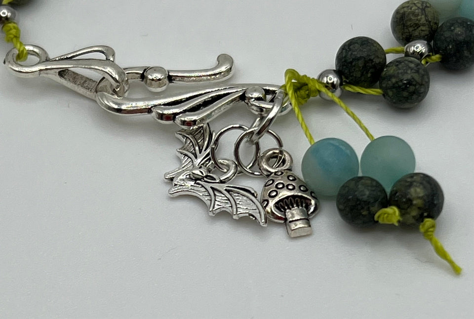 Amazonite & Serpentine Gemstone Squares Bracelet Kel's Lampworked Glass Jewellery & More