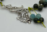 Amazonite & Serpentine Gemstone Squares Bracelet Kel's Lampworked Glass Jewellery & More