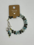 Amazonite & Serpentine Gemstone Squares Bracelet Kel's Lampworked Glass Jewellery & More