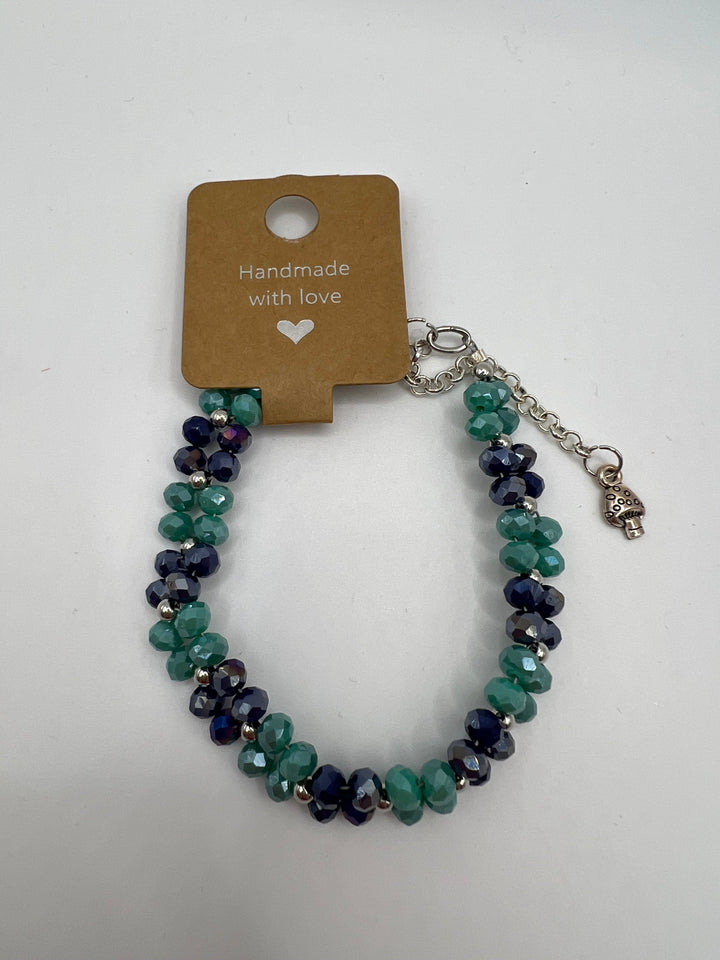 Land To Sky Crystal Squares Bracelet Kel's Lampworked Glass Jewellery & More