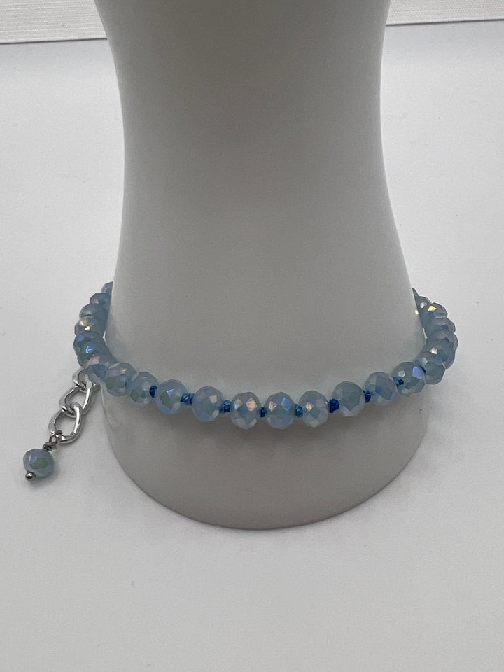 Sky Blue Crystal Knotted Bracelet Kel's Lampworked Glass Jewellery & More