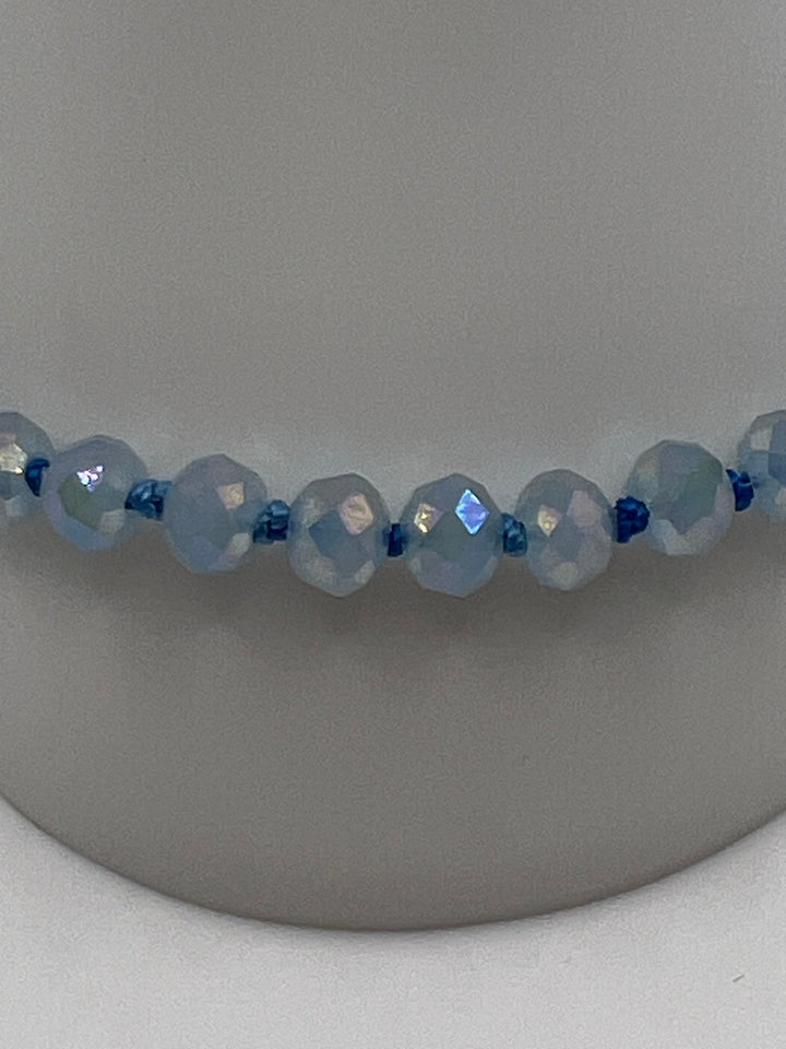 Sky Blue Crystal Knotted Bracelet Kel's Lampworked Glass Jewellery & More