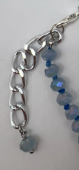 Sky Blue Crystal Knotted Bracelet Kel's Lampworked Glass Jewellery & More