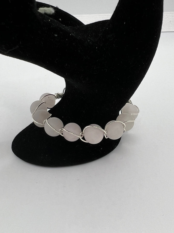 Be Like Mom & Dad, Child’s Spiral Rose Quartz Bangle Kel's Lampworked Glass Jewellery & More