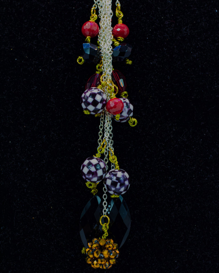 Ribbon Choker With Beaded Chain Dangle Kel's Lampworked Glass Jewellery & More