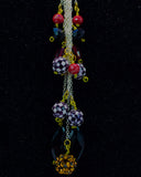 Ribbon Choker With Beaded Chain Dangle Kel's Lampworked Glass Jewellery & More