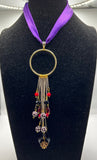 Ribbon Choker With Beaded Chain Dangle Kel's Lampworked Glass Jewellery & More