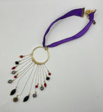 Ribbon Choker With Beaded Chain Dangle Kel's Lampworked Glass Jewellery & More