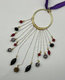 Ribbon Choker With Beaded Chain Dangle Kel's Lampworked Glass Jewellery & More