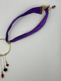 Ribbon Choker With Beaded Chain Dangle Kel's Lampworked Glass Jewellery & More