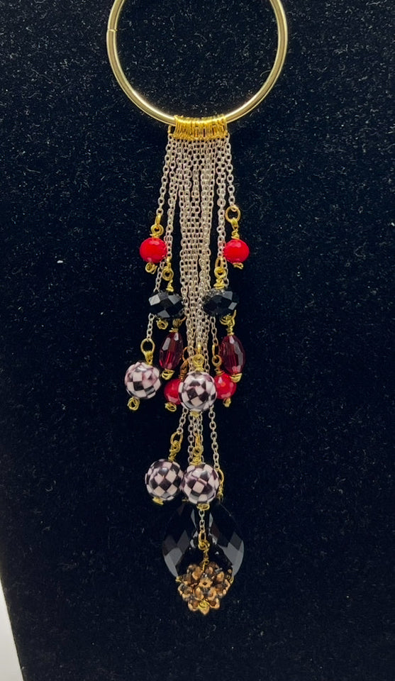 Ribbon Choker With Beaded Chain Dangle Kel's Lampworked Glass Jewellery & More