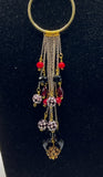 Ribbon Choker With Beaded Chain Dangle Kel's Lampworked Glass Jewellery & More