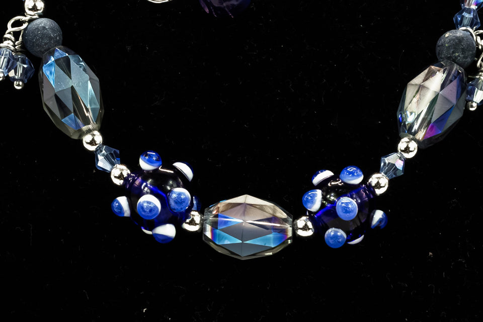 Double Strand Lampwork & Flower Necklace Kel's Lampworked Glass Jewellery & More