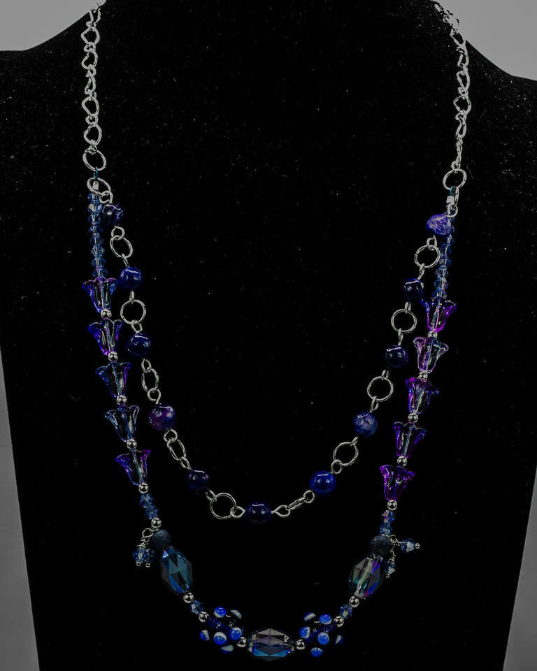 Double Strand Lampwork & Flower Necklace Kel's Lampworked Glass Jewellery & More