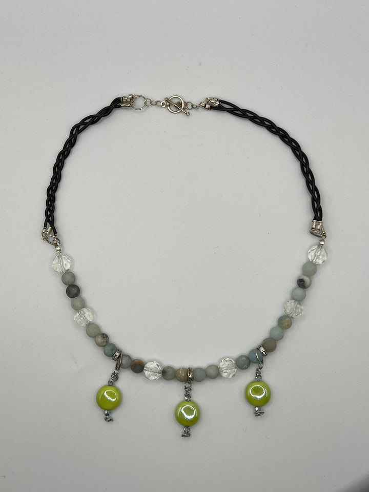 Love-Lies-Bleeding Faux Leather Braid Necklace Kel's Lampworked Glass Jewellery & More