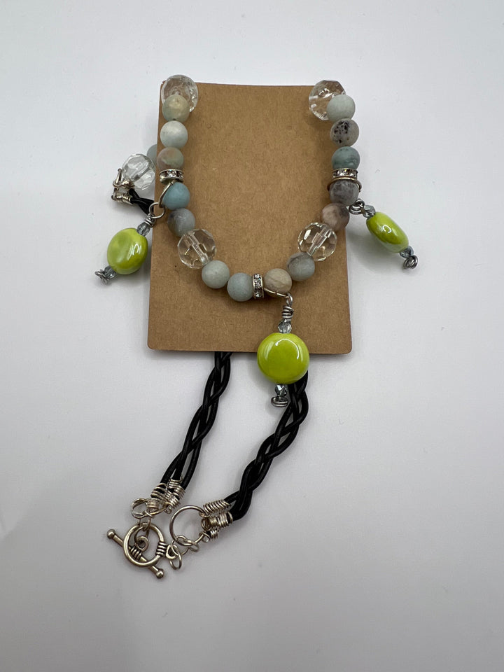 Love-Lies-Bleeding Faux Leather Braid Necklace Kel's Lampworked Glass Jewellery & More