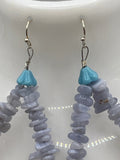 Blue Lace Agate & Crystal Drop Earrings Kel's Lampworked Glass Jewellery & More